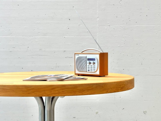 Image 1 of Table de salle à manger ronde en chêne et acier, années 1990