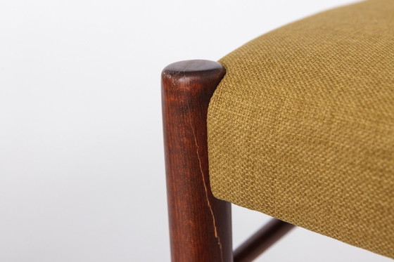 Image 1 of Set 5+1 Vintage Teak Dining Chair Set , 1970s German Lübke Style, Fully Restored Mid Century Chairs (5 Chairs + Stool)