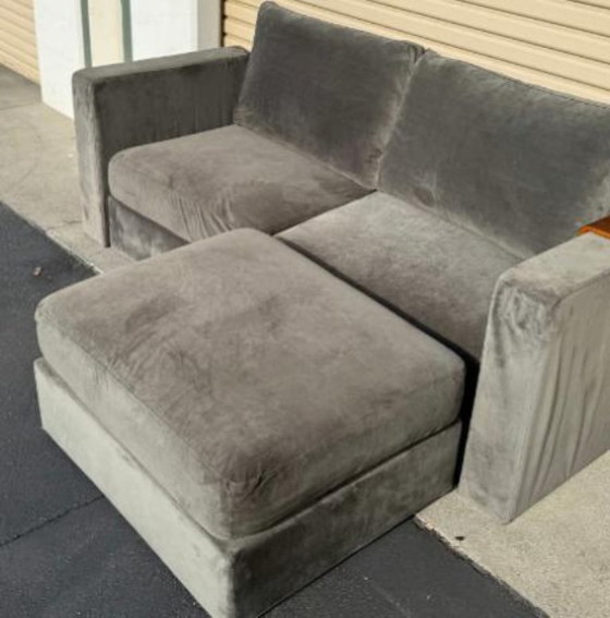 Image 1 of Lovesac 3 piece sectional set sofa pewter grey microvelvet