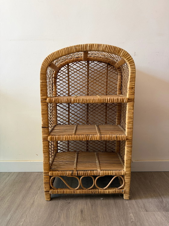 Gebogen rotan kast – Buffetkasten, Rattan, Vintage (photo 2 of 7)