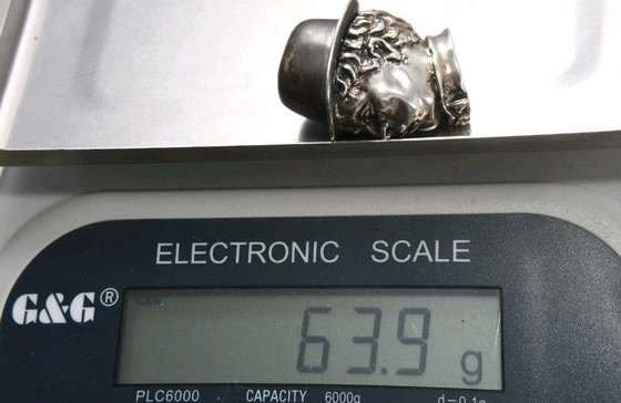 Image 1 of Zilveren 925 Charlie Chaplin-hoofd