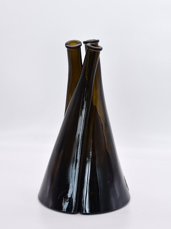 Image 1 of Vase sculptural en verre « Paco » rare de O. Frey & Co – Design moderne du milieu du siècle