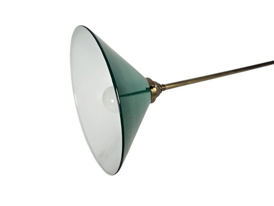 Image 1 of Vintage pendant lamp - billiard lamp - opaline - brass - 1960s