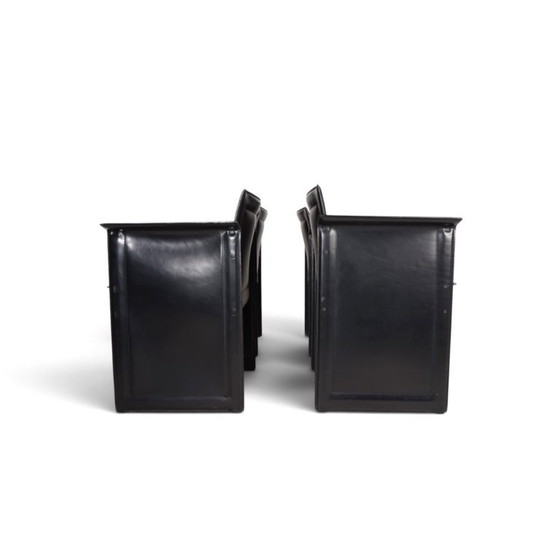Chaises de salle à manger Arrben Solaria en cuir, lot de 4 par Tito Agnoli, 1970 – Leather (photo 4 of 19)