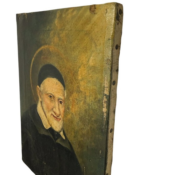 Porträt des Heiligen Vinzenz von Paul, Öl auf Leinwand, Gemälde & Zeichnungen, Holz, Braun, Klassiek (Foto 10 von 12)