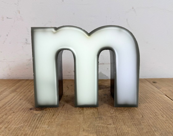 Image 1 of Vintage Grey Illuminated Letter M, 1970s
