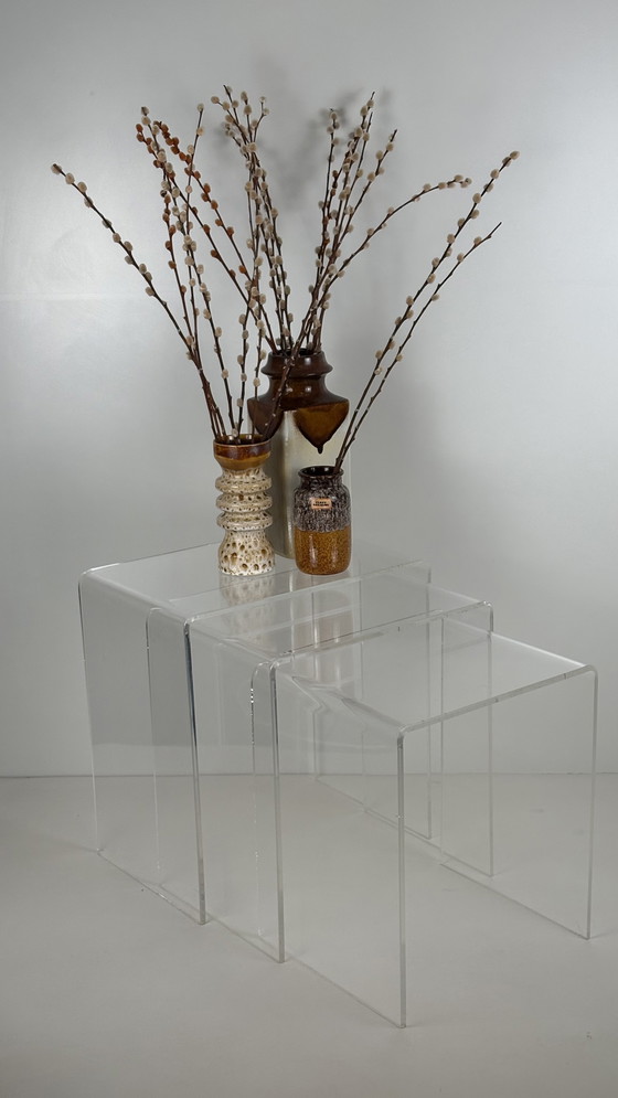 Image 1 of 3 x Vintage lucite perspex plexglass nesting tables mimi set