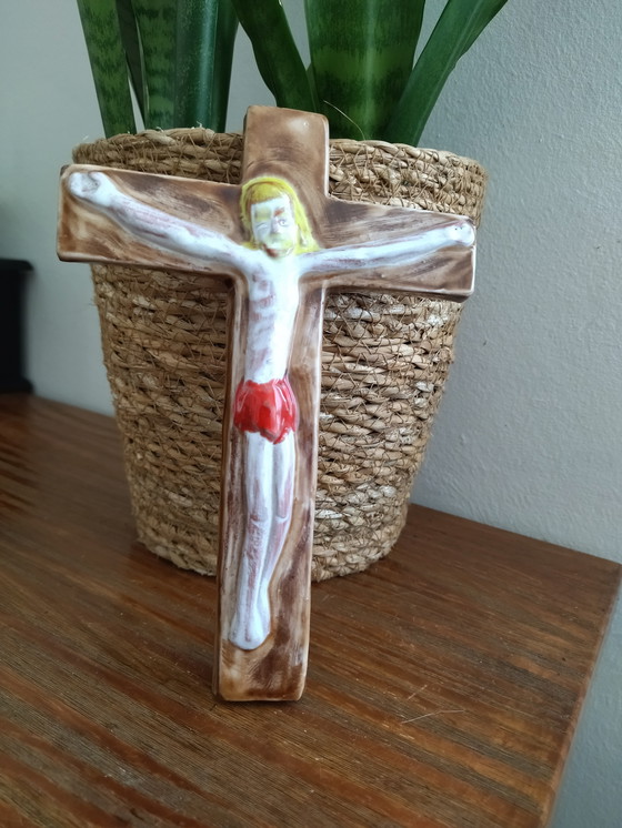 Image 1 of Crucifix vintage en terre cuite 