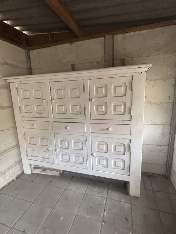 Image 1 of Grote Vintage Brutalist Buffetkast / Dressoir – 201 x 164 cm