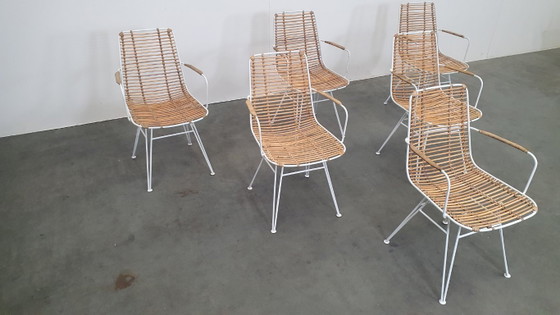 Fauteuil Kave Home Tishana en rotin, accoudoirs en métal blanc – Chaises de salle à manger, Metal, Rattan (photo 11 of 15)