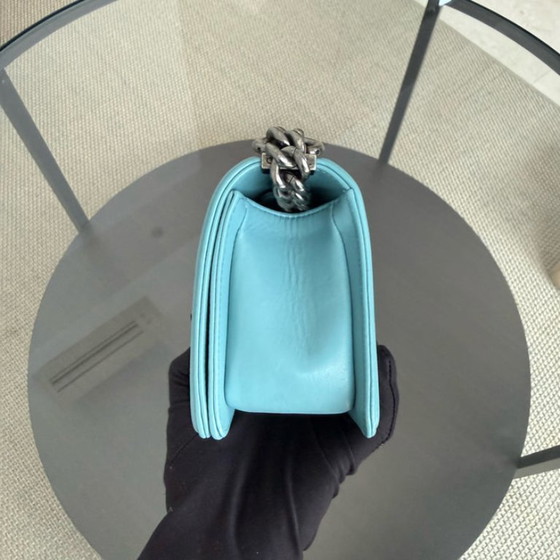 Image 1 of Chanel Boy Small - 20CM Stingray Tiffany Blue Silver Hardware Series 22