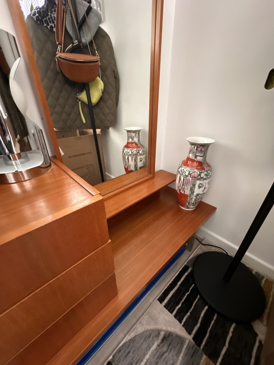 Vintage Midcentury Sidetable / Halmeubel Met Spiegel – Wandkast, Crystal, Wood (photo 8 of 10)