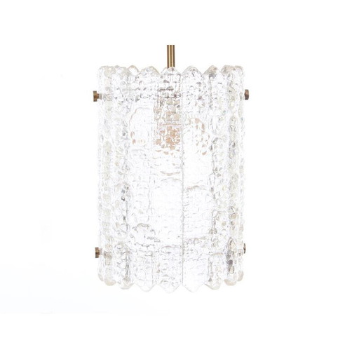 Kristal en messing hanglamp door Carl Fagerlund voor Orrefors - jaren 1690