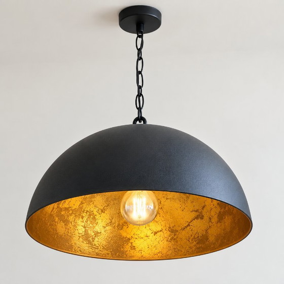 Zwarte hanglamp met gouden binnenkant, Steinhauer, Hanglampen, Metaal, Modern (foto 5 van 5)