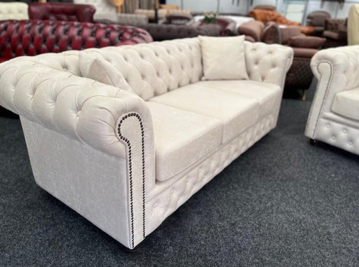 Chesterfield Brighton 3+2 Seater Soft Leather Yacht Beige