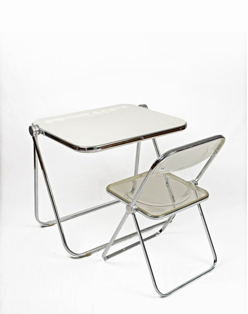 Bureau pliant en chrome et fibre de verre par Giancarlo Piretti pour Anonima Castelli, Italie 1970