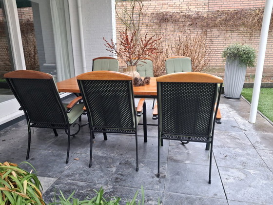 Image 1 of Royal Garden Luxus-Gartenmöbelset aus pulverbeschichtetem Stahl – Teakholzplatte