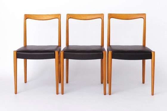 Image 1 of Set of 6 Vintage Lübke Dining Chairs 1970s Germany, Mid Century Beech Wood Chairs