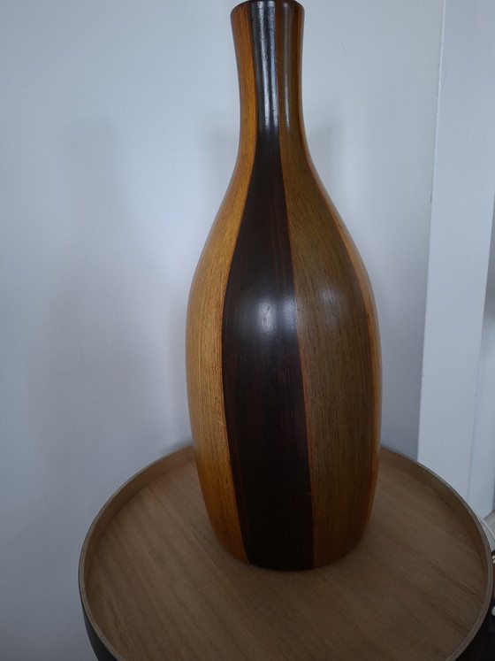 Image 1 of Large Vintage Floor Vase (50 cm) – Mid-Century Modern – Wood-look Glaze