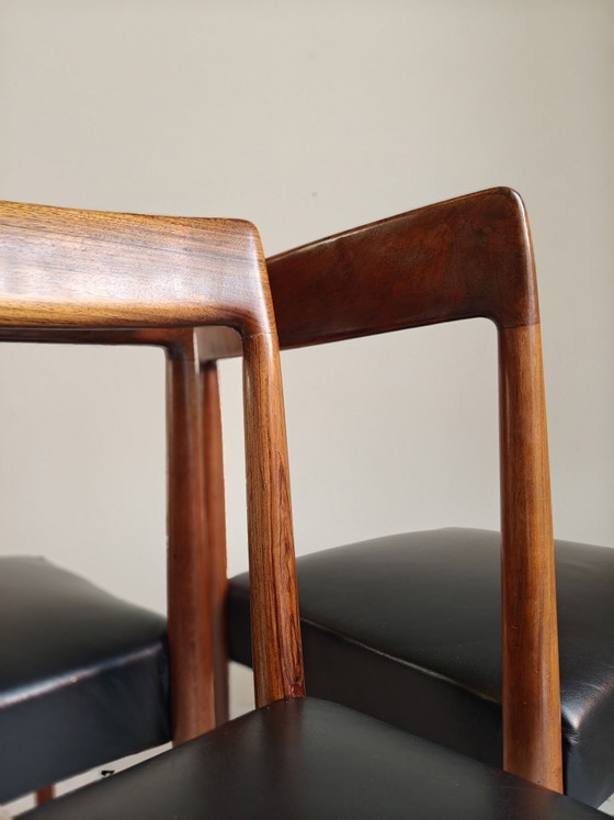 Design Dining chairs Lubke set of six, Wood, Leather, Brown (photo 11 of 14)
