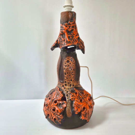 Image 1 of BELANGRIJKE VINTAGE KERAMISCHE LAMP UIT 1970 MET DUBBELE ONTSTEKING, JAREN 70, WEST-DUITSLAND