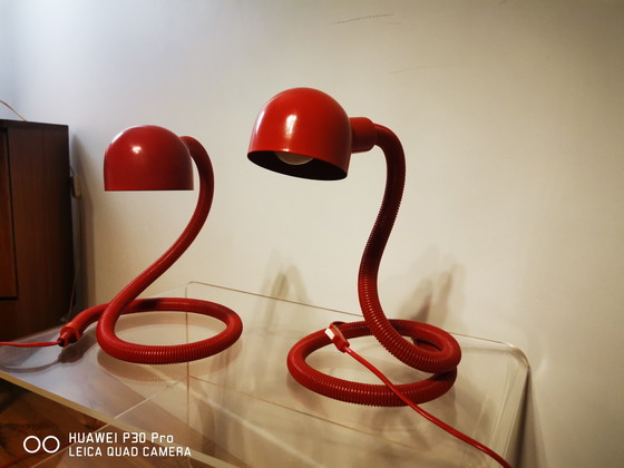 Image 1 of Lampe serpent d'Isao Hosoe | Valenti - Lampe de table - Hebi | Lampe serpent vintage 