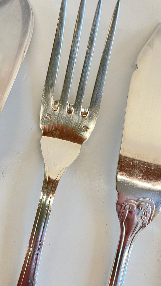 Image 1 of 12 Fourchettes 12 Couteaux à Poisson PLATIL Métal Argenté 