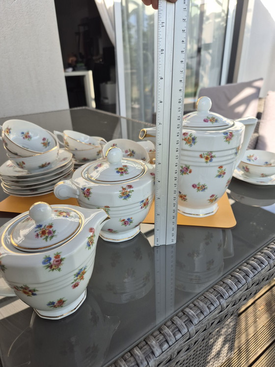 Image 1 of ULIM Limoges theeservies - années 50/60 - Bloemenporselein in landelijke stijl