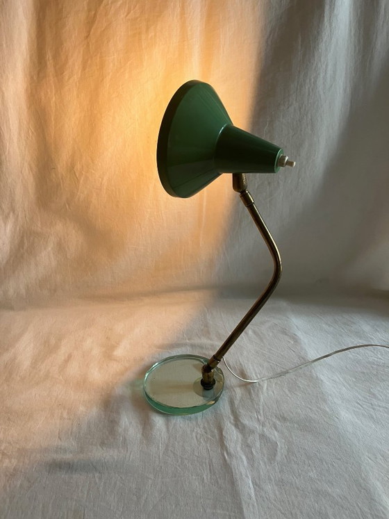 Vintage brass and glass table lamp – Metal (photo 14 of 15)
