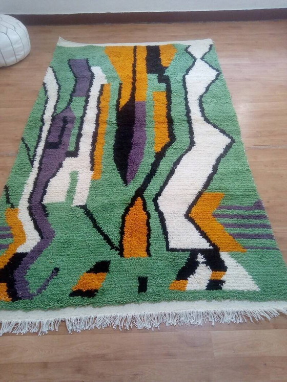 Green Moroccan rug made of hand-woven wool - handmade rug - 256 x 150 – Rugs & carpets, Cotton (photo 4 of 7)