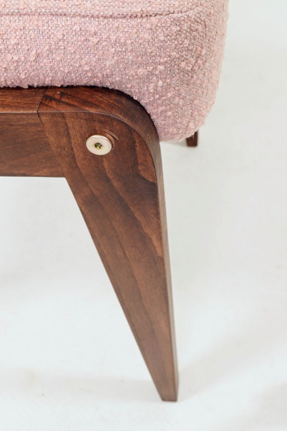 Image 1 of Sgabello scandinavo rosa bouclé set di 2