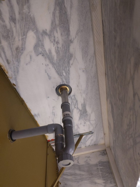 Image 1 of Wastafelmeubel Marmer Wit Met Waskom