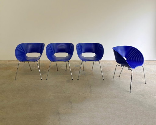 4x Vitra Tom Vac Stuhl blau von Ron Arad