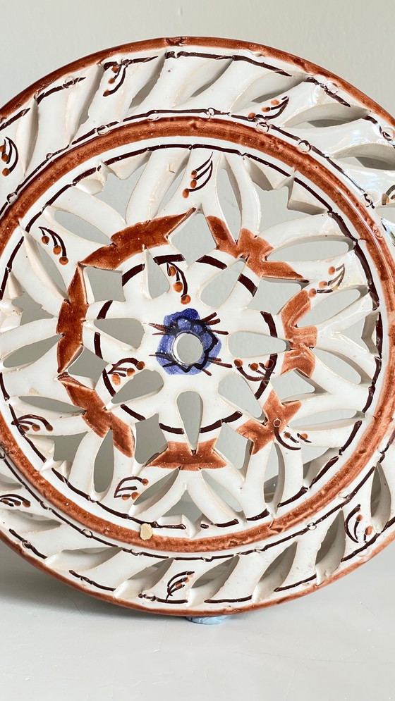 Image 1 of Kunsthandwerkliche Wandleuchte Terrakotta Zentrum Blau