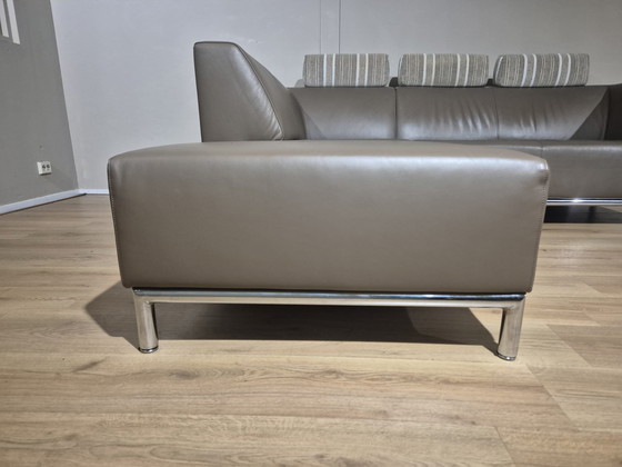 Image 1 of Canapé d'angle Montel - Marron - Cuir - Appuie-têtes - Design