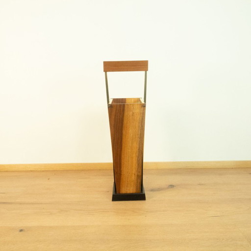 Porte-parapluies, fonte, laiton, noyer, années 1960