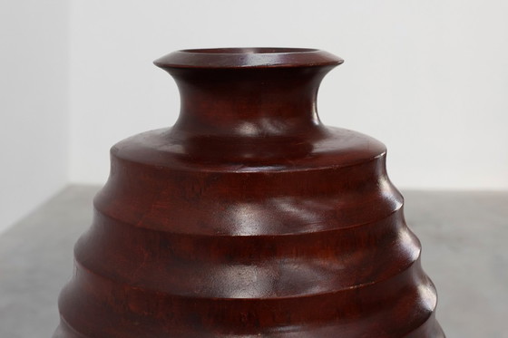 Image 1 of Grote Franse gedraaide houten vaas in Art Deco stijl, ca. 1925