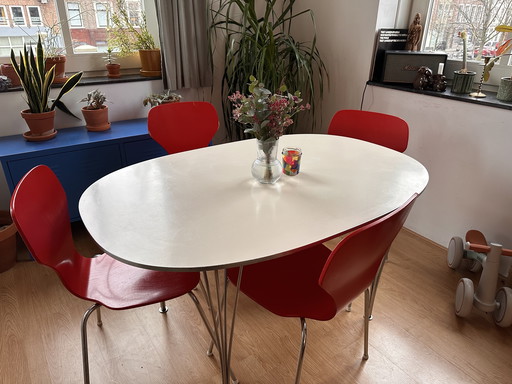 Vintage Fritz Hansen table 135x90 cm with optional chairs