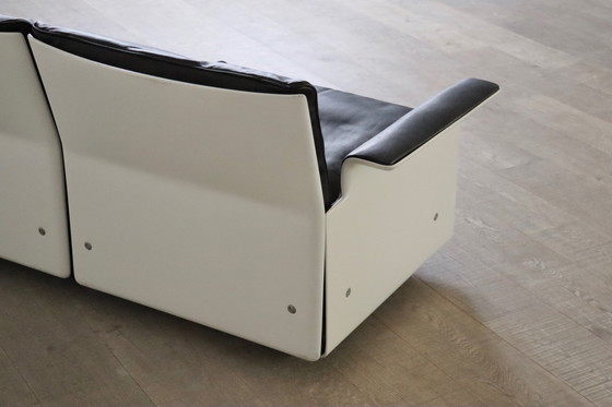 Image 1 of Dieter Rams Model 620 Three Seater Sofa in Black Leather for Vitsoe 1980s