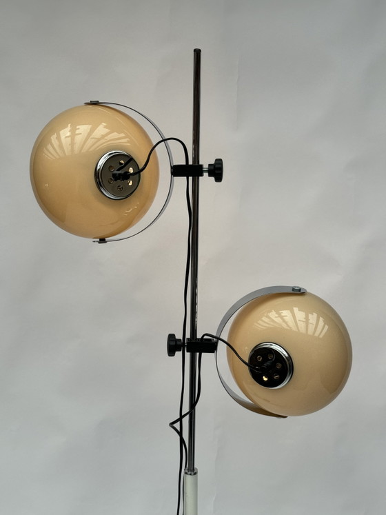 Image 1 of Lampadaire vintage Dijkstra à double champignon – Style futuriste et moderne du milieu du XXe siècle, réglable