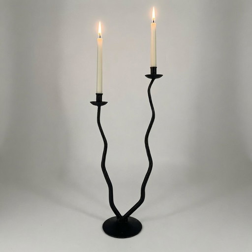 Candelabro scultoreo vintage in stile postmoderno/Memphis – "Wavy Design", anni '80