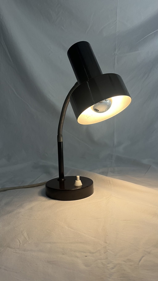 Lampe de bureau vintage années 70 – design en métal marron, bras flexible