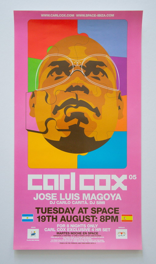 Original Vintage Carl Cox at Space/Ibiza 2005 / Excellent Condition / 59x32cm