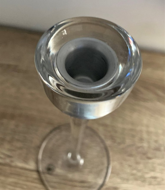 Image 1 of Designer glazen kandelaar 29 cm handgemaakt