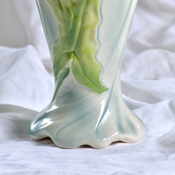 Image 1 of Large Antique Vase signed St Clément in Barbotine "Anemones"