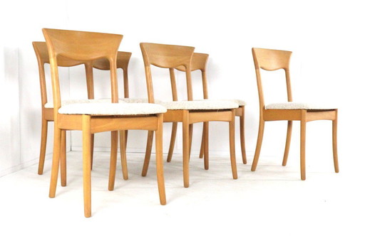 Set van 6 Juul Kristensen JK Denmark stoelen eetkamerstoelen vintage gestoffeerd