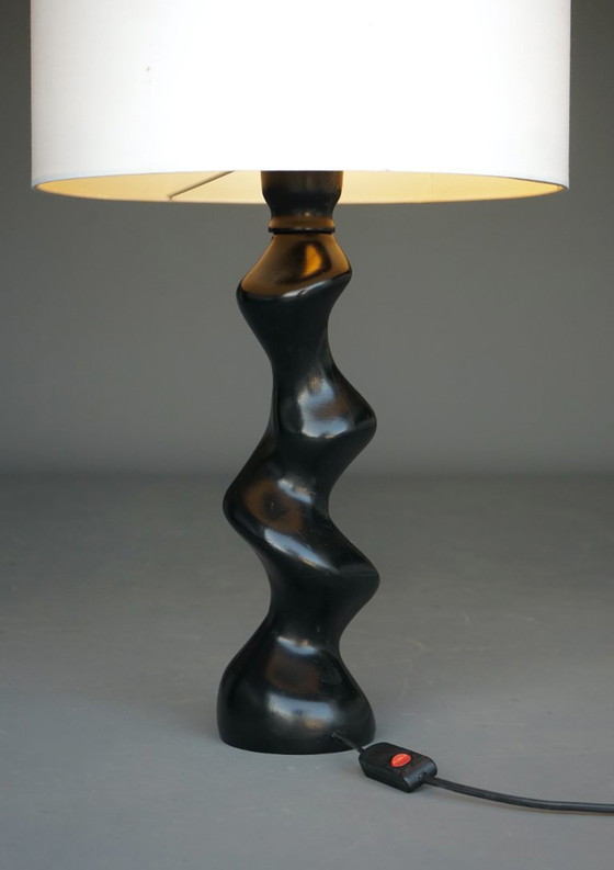 Model 42 Sculptural Ebonised Wood Table Lamp from Temde Leuchten, 1970s (photo 7 of 13)