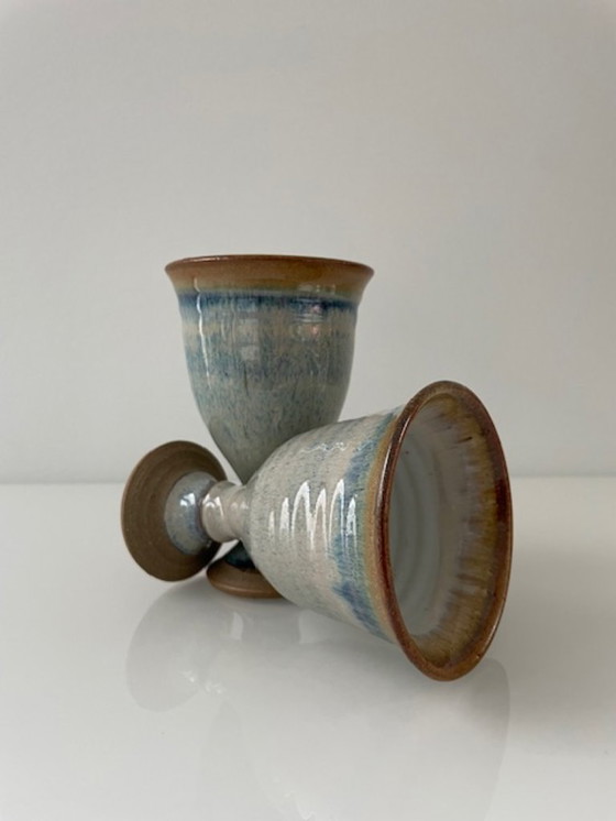 Image 1 of Set van 2 Handgemaakte Keramieken Kelken – Frans v/d Berg