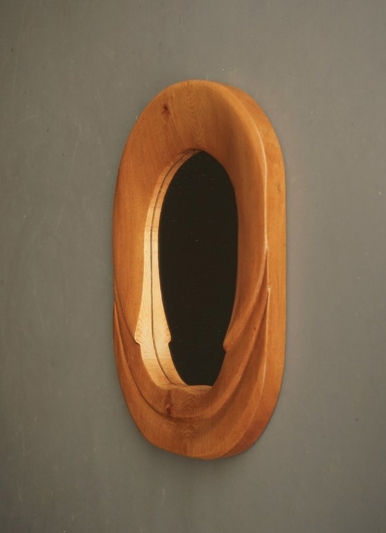 Miroir mural vintage en pin de style anthroposophique, années 1970 – Wood (photo 2 of 7)