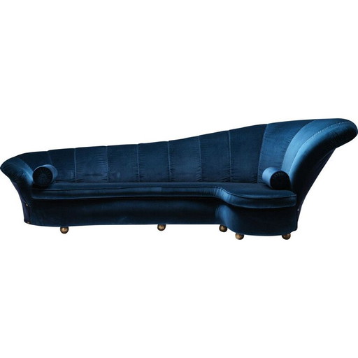 Canapé vintage unique en velours bleu par Marzio Cecchi, 1970